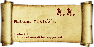 Mateas Miklós névjegykártya